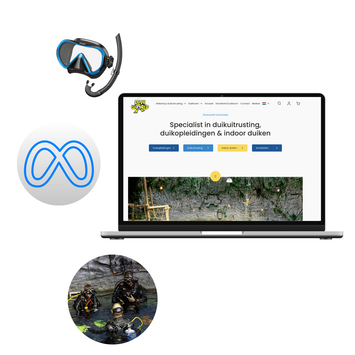 Diveworld, website, webshop, meta